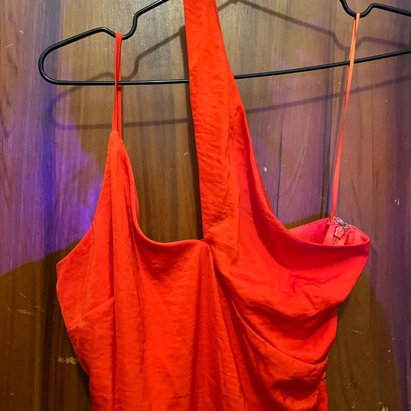 ASOS Hammered Satin Sexy Pencil Dress with Cami Straps and Spliced Shoulder - Picture 5 of 5